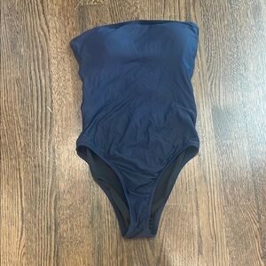 Navy Blue Bandeau Cross Back Swimsuit